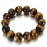 Pulsera de ojo de tigre genuina 14 mm 3 tamaños Hombres Mujeres IM#24916