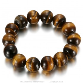 Genuine Tiger Eye Bracelet 14mm 3 sizes Men Women IM#24917