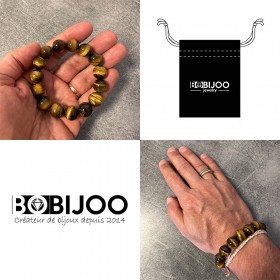 Bracciale autentico in occhio di tigre 14 mm 3 misure Uomo Donna IM#24921