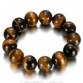 Bracelet Oeil de Tigre véritable 16mm 3 tailles Homme Femme  IM#24923