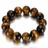 Pulsera de ojo de tigre genuina 16 mm 3 tamaños Hombres Mujeres IM#24923