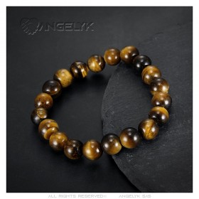 Pulsera de ojo de tigre para hombre 10 mm IM#24938