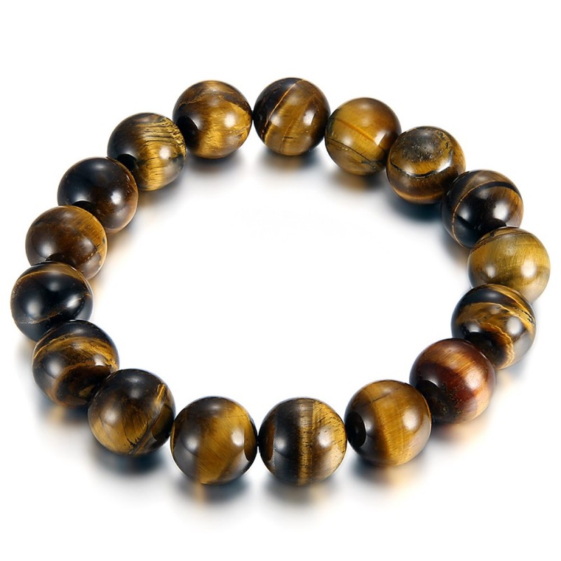 Pulsera de ojo de tigre para hombre 12 mm IM#24942