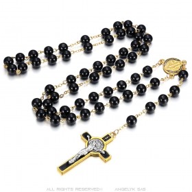 Saint Benedict Rosary Protector Medal Black and Gold IM#24962