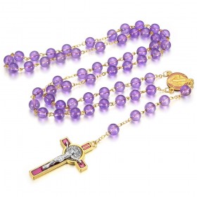 St. Benedict Rosary Purple and Gold Protector Medal IM#24973