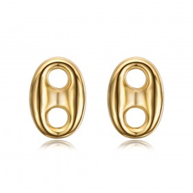 Coffee Bean Earrings 10mm Stainless Steel Gold IM#24987