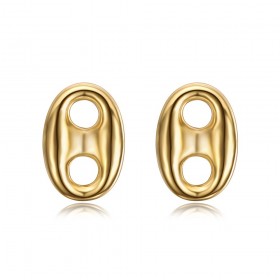 Kaffeebohnen-Ohrringe, 10 mm, Edelstahl, Gold, IM#24987