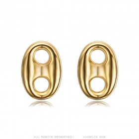Coffee Bean Earrings 10mm Stainless Steel Gold IM#24988