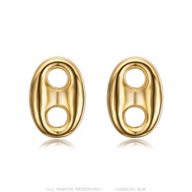 Aretes de Grano de Café 10mm Acero Inoxidable Oro IM#24988