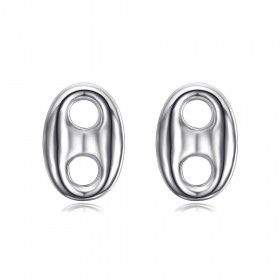 Aretes de Grano de Café 10mm Acero Inoxidable Plata IM#25004