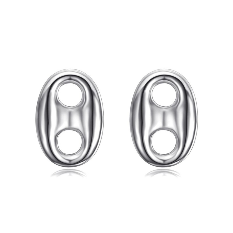 Boucles d'oreilles Grain de café 10mm Acier inoxydable Argent  IM#25004