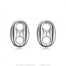 Boucles d'oreilles Grain de café 10mm Acier inoxydable Argent  IM#25005