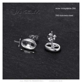 Aretes de Grano de Café 10mm Acero Inoxidable Plata IM#25006