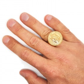 Napoleon Ring Coin 20 Francs Gold Stainless Steel Jewel IM#25013