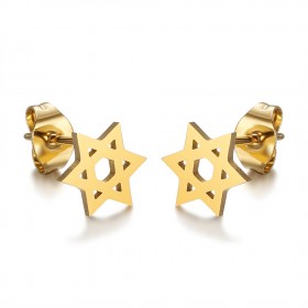 Star of David Earrings Stainless Steel Gold IM#25016
