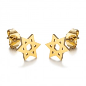 Aretes Estrella de David Acero Inoxidable Oro IM#25016