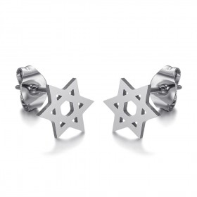 Boucles d'oreilles étoile de David Acier inoxydable Argent 8mm  IM#25026