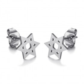 Aretes Estrella de David Acero Inoxidable Plata 8mm IM#25026