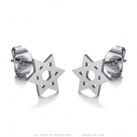 Orecchini Stella di David Acciaio inossidabile Argento 8mm IM#25027