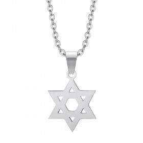 Star of David Pendant 15mm Chain 50cm Steel Silver IM#25038