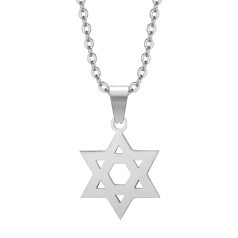 Star of David Pendant 15mm Chain 50cm Steel Silver IM#25038