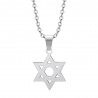 Pendentif étoile de David 15mm Chaîne 50cm Acier Argent  IM#25038