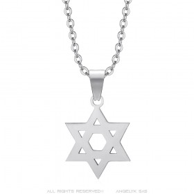 Star of David Pendant 15mm Chain 50cm Steel Silver IM#25039