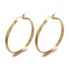 Aretes de aro cincelados 40 mm Acero inoxidable Oro IM#25052