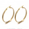 Aretes de aro cincelados 40 mm Acero inoxidable Oro IM#25053