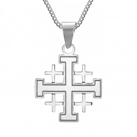 Jerusalem Templar Cross Pendant Stainless Steel Silver IM#25063