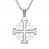 Pendentif croix de Jérusalem Templier Acier inoxydable Argent  IM#25063