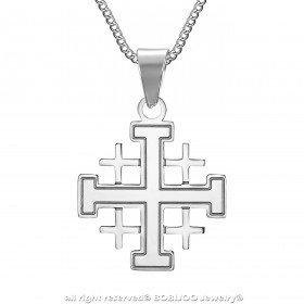 Jerusalem Templar Cross Pendant Stainless Steel Silver IM#25064