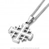 Pendentif croix de Jérusalem Templier Acier inoxydable Argent  IM#25065