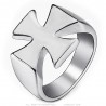 Silver Stainless Steel Templar Cross Ring IM#25070