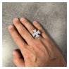 Silver Stainless Steel Templar Cross Ring IM#25071