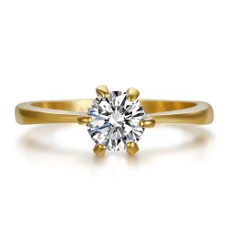 Anello Solitario griffe Matrimonio Fidanzamento Acciaio e Oro