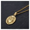 Pendentif coeur du christ Collier homme Acier inoxydable Or  IM#25104