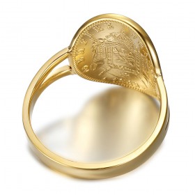 Coin Ring Replica 20 Fr Napoleón III Acero y Oro IM#25111