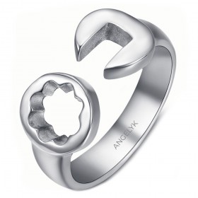 Anillo llave mecanica Hombre Mujer Plata acero inoxidable  IM#25122