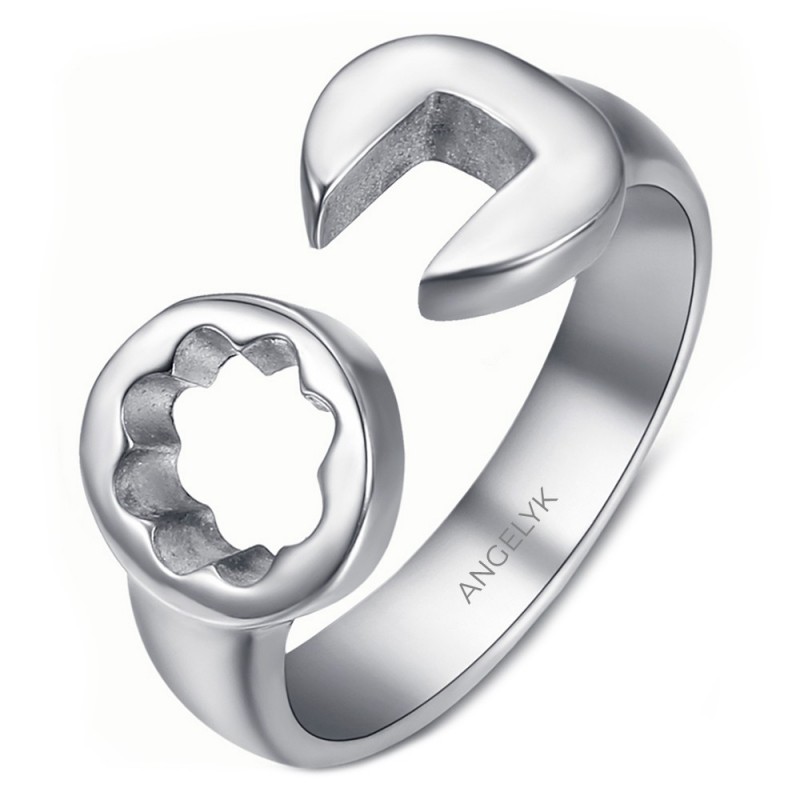 Anello chiave meccanico Uomo Donna Acciaio inossidabile Silver  IM#25122