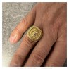 Lion head ring with greek key Stainless steel Gold Diamond IM#25147