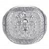 Lion head ring greek key Stainless steel Silver Diamond IM#25150