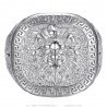 Ring Löwenkopf griechischer Schlüssel Edelstahl Silber Diamant IM#25151