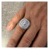 Lion head ring greek key Stainless steel Silver Diamond IM#25154