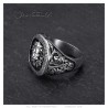 Anillo cabeza de león llave griega Acero inoxidable Plata Diamante Negro IM#25159