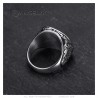 Anello testa di leone chiave greca Acciaio inox Argento Diamante nero IM#25160