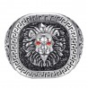 Ring Löwenkopf griechischer Schlüssel Edelstahl Silber Schwarz Rubin rot IM#25171