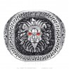 Lion head ring Greek key Stainless steel Silver Black Red Ruby IM#25172