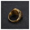 Lion head ring with greek key Stainless steel Black gold Diamond IM#25181