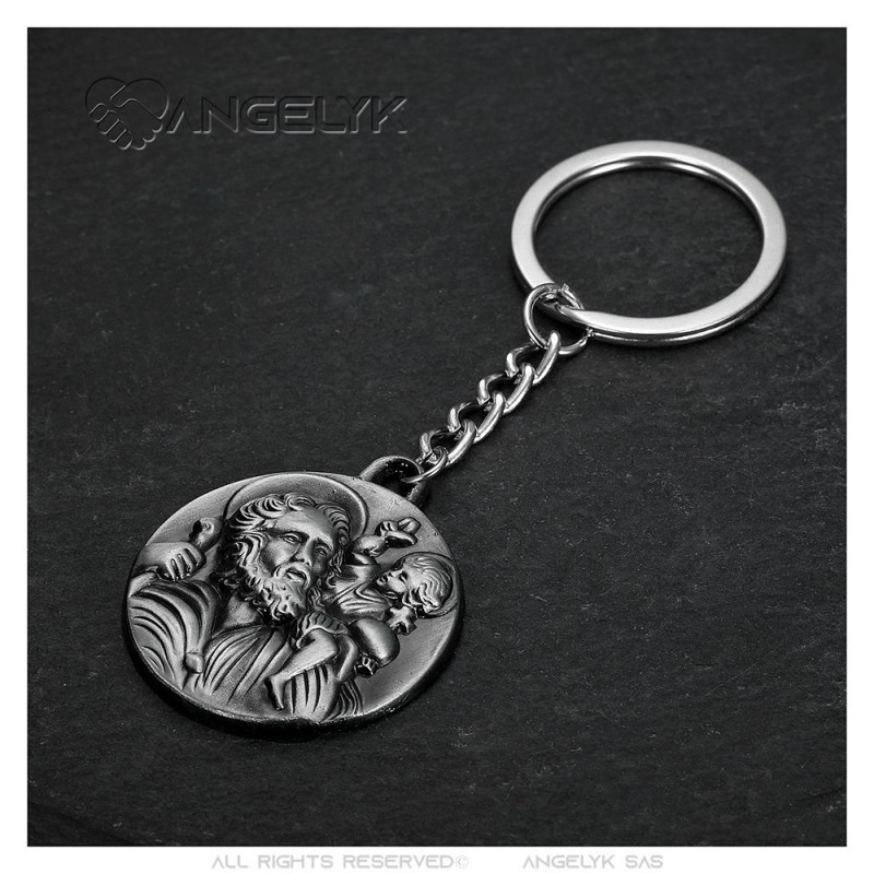 Porte clé métal saint Christophe bon voyage - 2COLORS